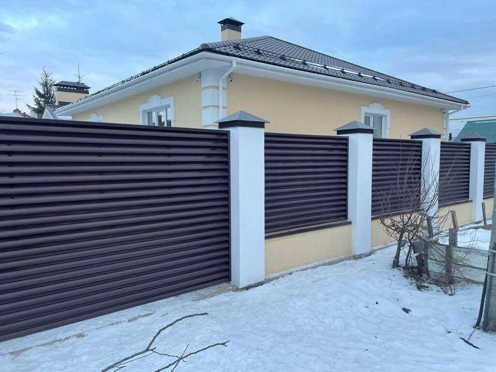 Забор-жалюзи ral8017/8017 шоколад двусторонний фото5 в Нижнем Тагиле