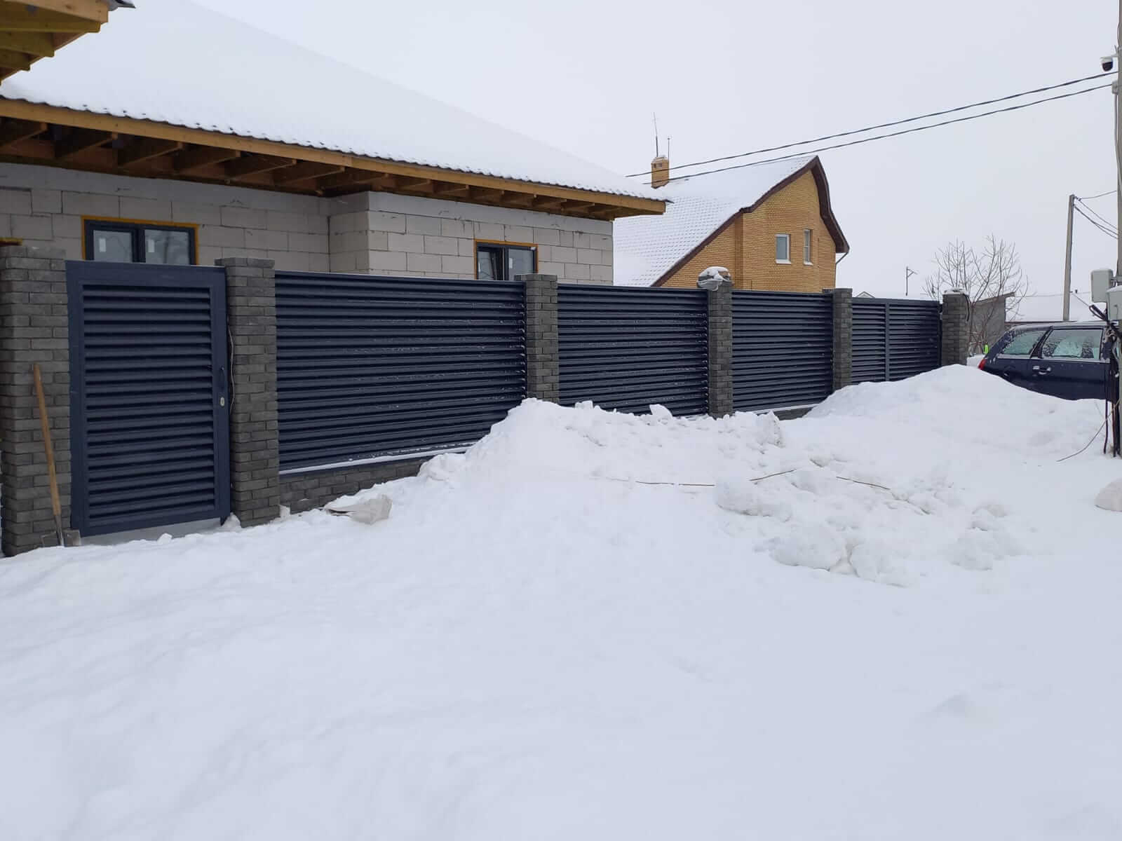 Забор из ламелей еврожалюзи 41м RAL7024/7024 Серый Графит двусторонний в Нижнем Тагиле