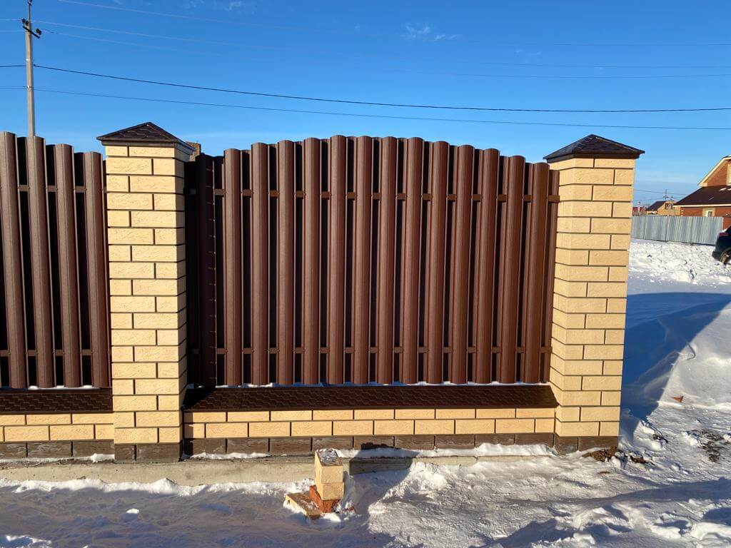Забор из евроштакетника 57м RAL8017/8017 Шоколад двухсторонний МАТТЕ в Нижнем Тагиле