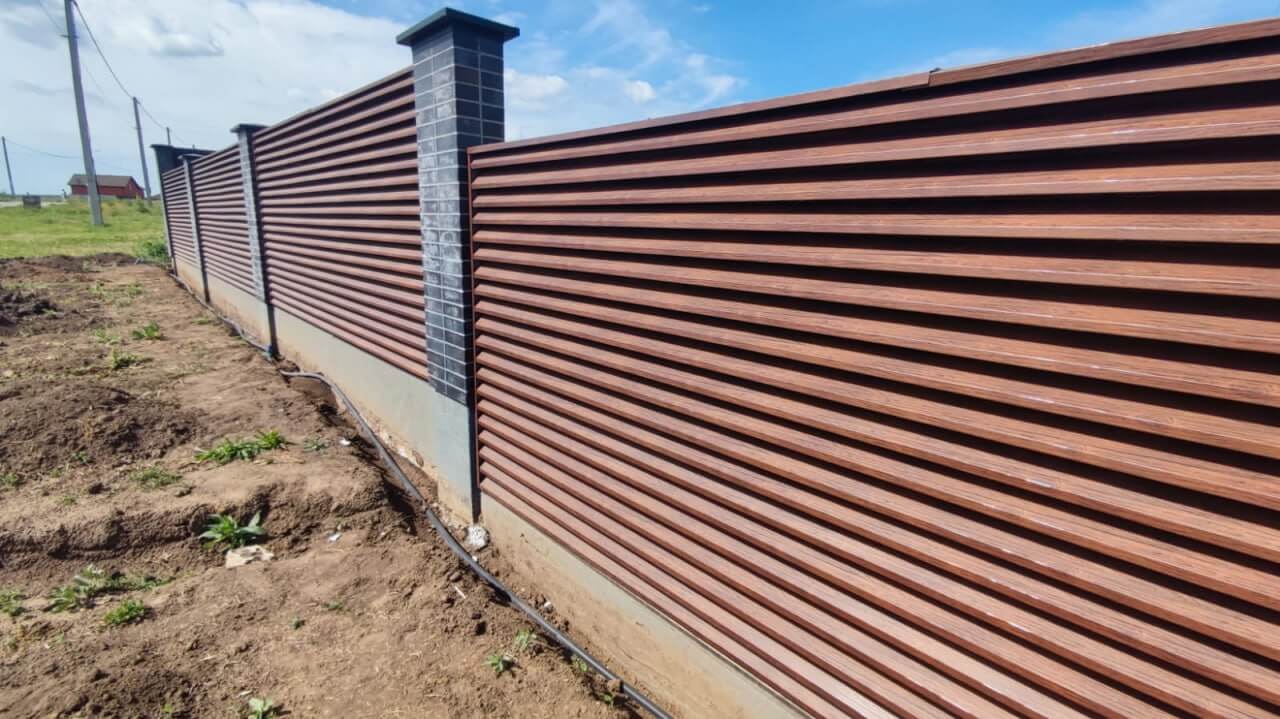 Забор-жалюзи из ламелей 54м ЭКО-Z Античный Дуб (SteelArt) в Нижнем Тагиле